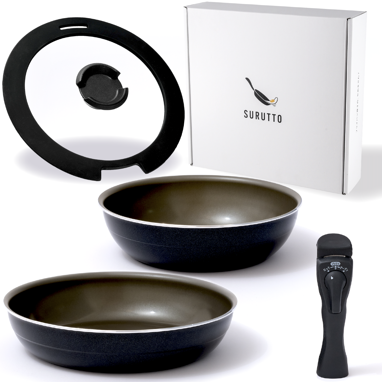 SURUTTO -取っ手がとれるシリーズ- 深型フライパン4点セット – SURUTTO SURUTTO -取っ手がとれるシリーズ- 深型フライパン4点セット – SURUTTO